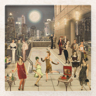 Art Decco Skyline Glass Coaster