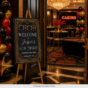 Art Deco 1920s Black and Gold Casino Welcome Sign