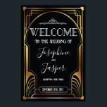 Art Deco 1920s Black and Gold Welcome Sign<br><div class="desc">Art Deco 1920s Roaring 20s Jazz Age Birthday Anniversary Bridal Shower Baby Shower Holiday Corporate Black and Gold Welcome Sign</div>