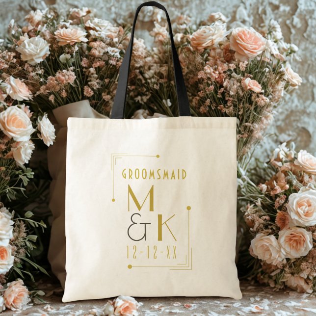 Art Deco 1920s Gatsby Wedding Tote Bag (Art Deco 1920s Gatsby Wedding Tote Bag with space for your name and wedding date)