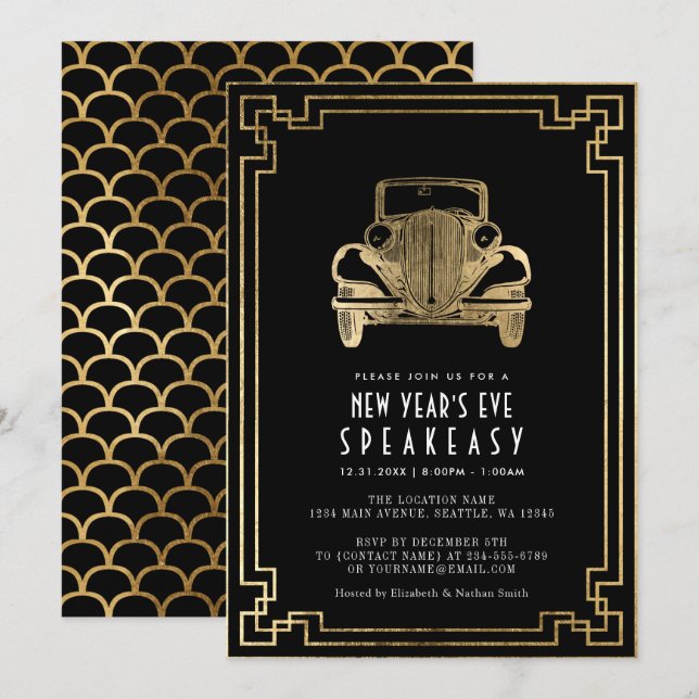 Art Deco 1920s New Year's Eve Party Invitation (Front/Back)