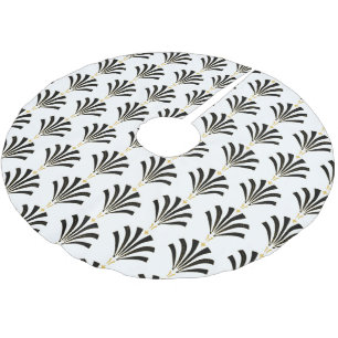 Art Deco 1920s Palmettos in Black & White Brushed Polyester Tree Skirt