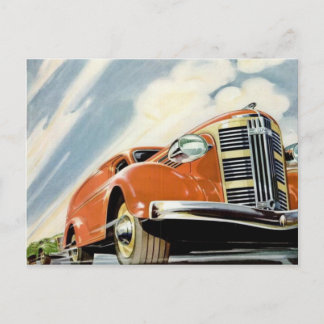 Art Deco 1930's Red Motor Postcard