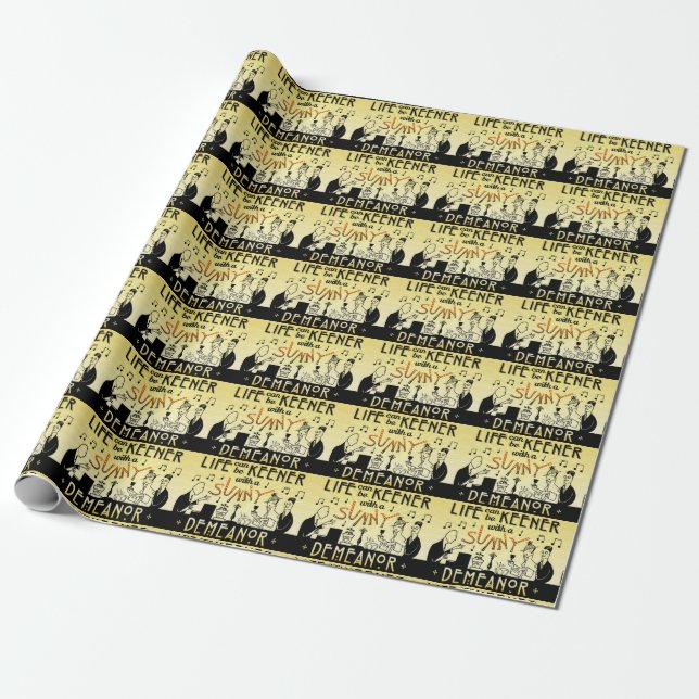 Art Deco 20s Retro Sunny Demeanour Inspirational Wrapping Paper (Unrolled)