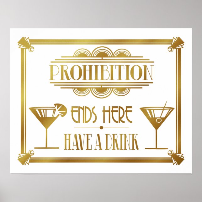 Art Deco 20's style "Cocktail Bar sign GOLD (Front)