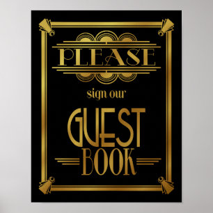 Art Deco 20's style "guest book" print GOLD