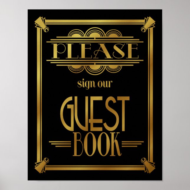 Art Deco 20's style "guest book" print GOLD (Front)
