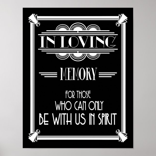 Art Deco 20's style "IN LOVING MEMORY Poster (Front)