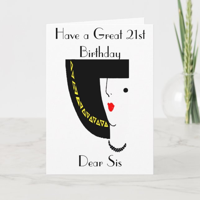 ART DECO 21ST BIRTHDAY GREETING CARD (Front)
