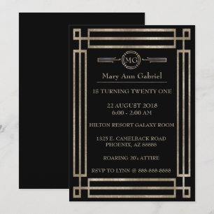Art Deco 21st birthday party Invite