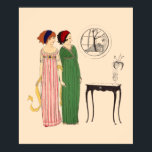 Art Deco 2 Paul Poiret Dresses by Paul Iribe Poster<br><div class="desc">This is a digitally enhanced print of a vintage 1908 Paul Iribe Art Deco fashion illustration of two Paul Poiret dresses. You can customise the background colour.</div>