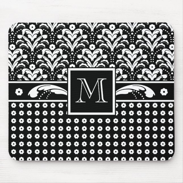Art Deco 30s Formal Elegance Floral Damask Mouse Mat (Front)