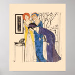 Art Deco 3 Paul Poiret Dresses by Paul Iribe Poster<br><div class="desc">This is a digitally enhanced print of a vintage 1908 Paul Iribe Art Deco fashion illustration of three Paul Poiret dresses. You can customize the background color.</div>