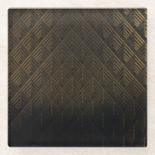 Art Deco 3D Illustration Background Glass Coaster