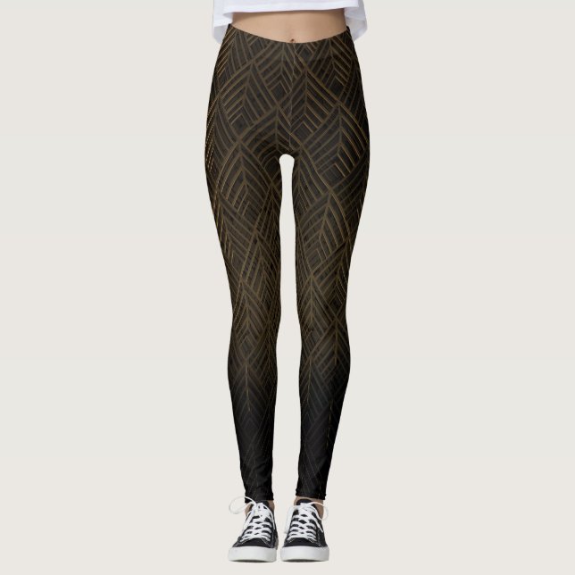 Art Deco 3D Illustration Background Leggings (Front)