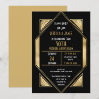 Art Deco 50 Years Golden Wedding Anniversary