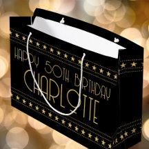 Art Deco 50th Birthday Black Gold Custom