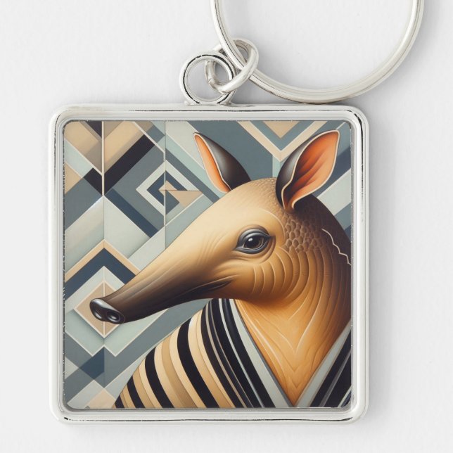 Art Deco Aardvark Keychain (Front)