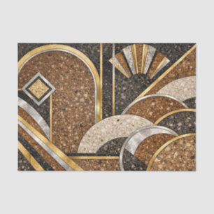 Art Deco Abstract Brown, Beige Black Shapes Tissue Paper