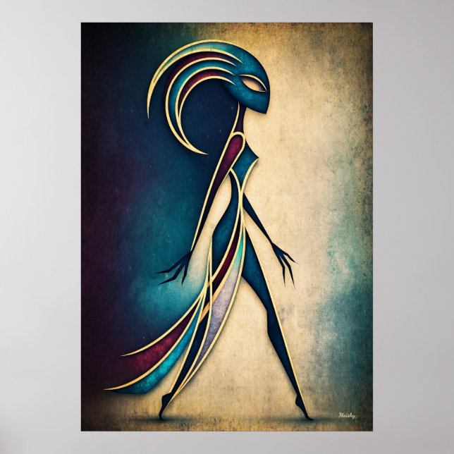 Art Deco Abstract Figure Geometric Modern Wall Art (Front)