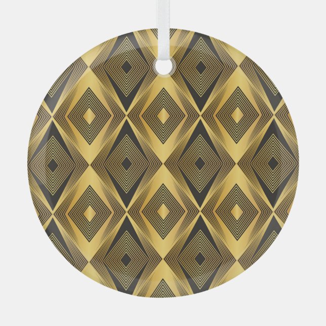 Art Deco: Abstract Geometric Background Glass Tree Decoration (Front)