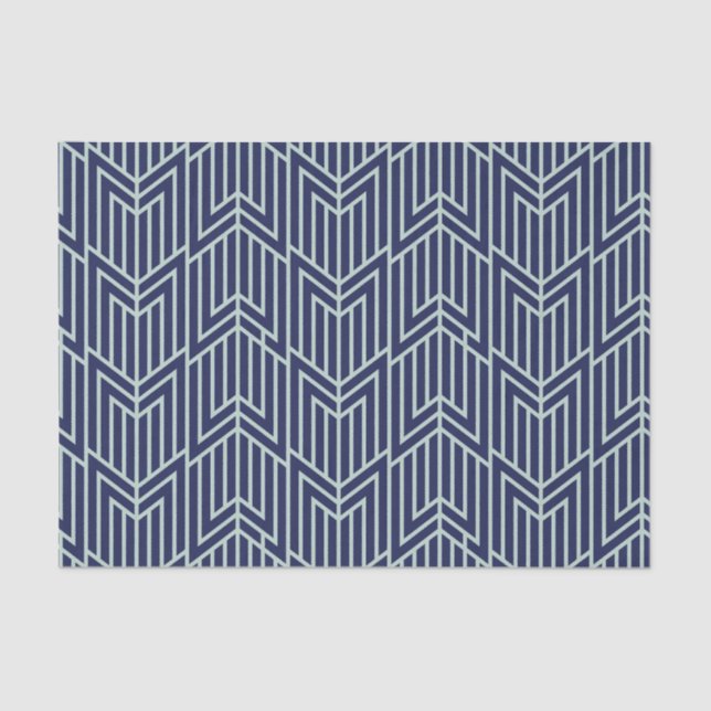 Art Deco Abstract Geometric Pattern Blue Tissue Paper (Front)
