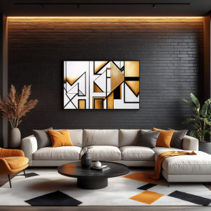 Art Deco Abstract Gold and Black Canvas Print