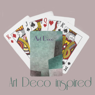 Art Deco Abstract in Emerald Green and Mauve Playing Cards