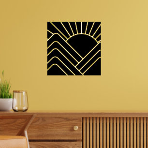 Art Deco Abstract Landscape Black Gold Foil Prints