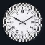 Art Deco Abstract / Vienna Secession Geometric Large Clock<br><div class="desc">Elegant black and white pattern in an art deco,  late Jugendstil or Vienna Secession style.</div>