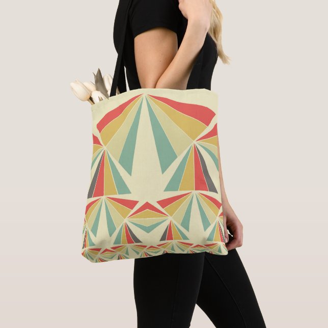Art Deco Abstract Vintage Pyramids Tribal Tote Bag (Close Up)