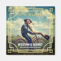 Art Deco Add Your Photo Save the Date Gold Gatsby