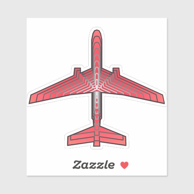 Art Deco Aeroplane, Coral Orange and Silver Grey (Sheet)