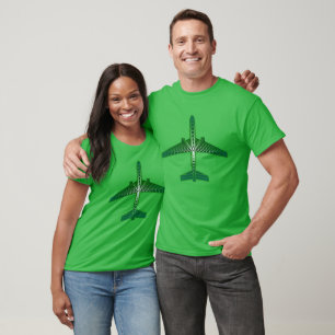 Art Deco Aeroplane, Emerald and Jade Green T-Shirt
