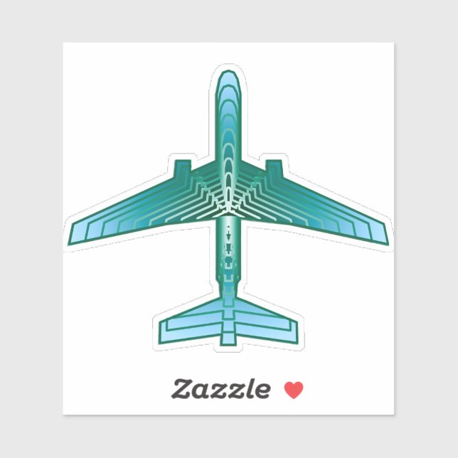 Art Deco Aeroplane, Turquoise, Teal and Aqua (Sheet)
