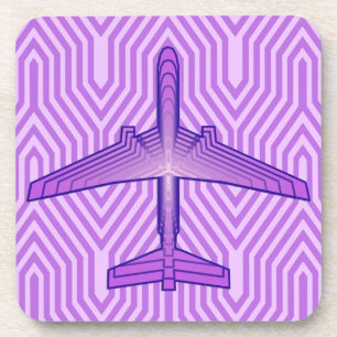 Art Deco Aeroplane, Violet Purple and Lavender Coaster