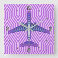 Art Deco Aeroplane, Violet Purple and Silver Grey