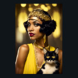 Art Deco, African-American Flapper, Gatsby Style  Poster<br><div class="desc">This is an original Art Deco artwork created by Celtic-Brother Designs.</div>