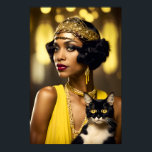 Art Deco, African-American Flapper, Gatsby Style  Poster<br><div class="desc">This is an original Art Deco artwork created by Celtic-Brother Designs.</div>
