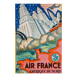 Art deco airline travel poster
