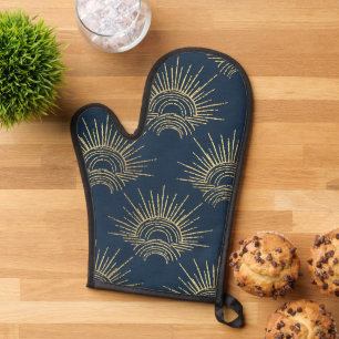 Art Deco Alabere   Midnight Blue Crown Arc Oven Mitt