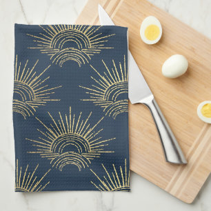 Art Deco Alabere Midnight Blue Crown Arc Tea Towel