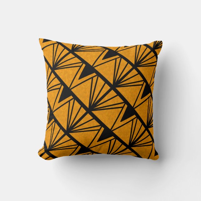 Art Deco Amber Stained Glass Design Cushion (Front)