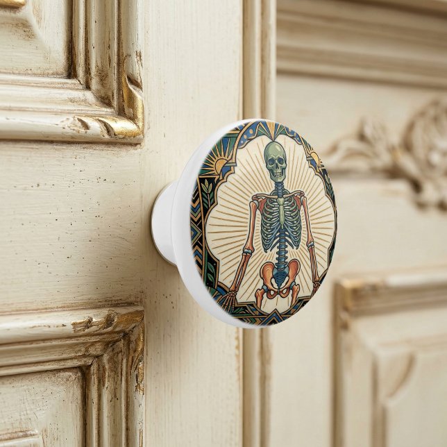 Art Deco Anatomical Human Skeleton Bones Ceramic Knob (Creator Uploaded)