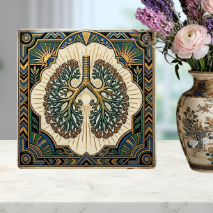 Art Deco Anatomical Lungs Pulmonology Tile