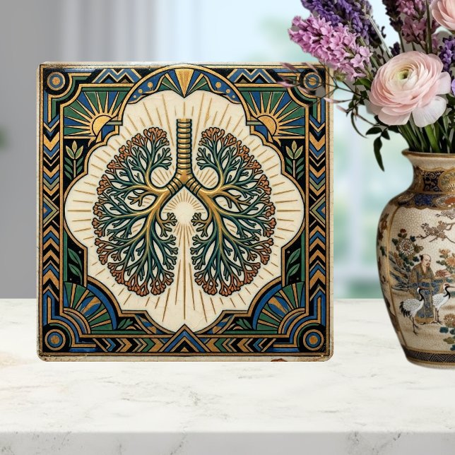 Art Deco Anatomical Lungs Pulmonology Tile (Creator Uploaded)