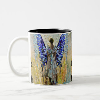 art deco angel Two-Tone coffee mug
