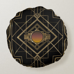 Art Deco Antique Gold Round Cushion