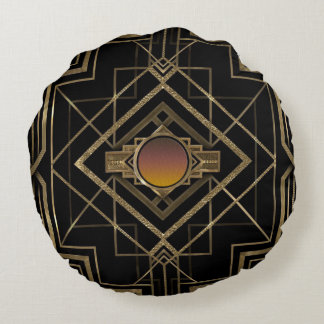 Art Deco Antique Gold Round Cushion