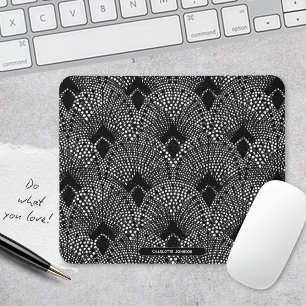 Art Deco Antracite Retro Peacock Pattern Mouse Mat